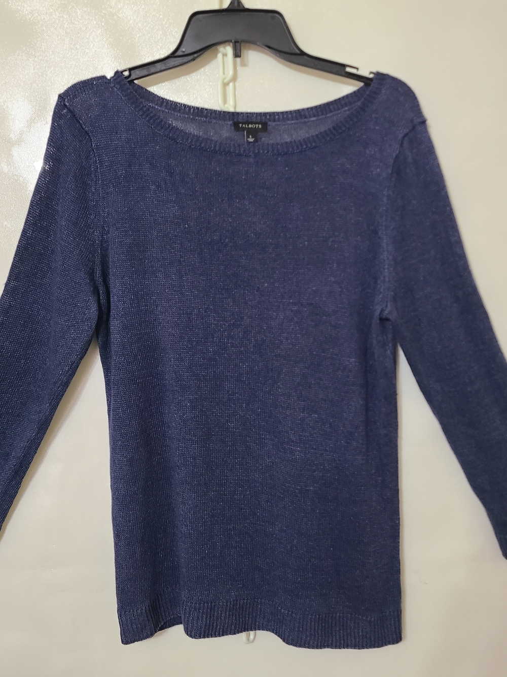 Talbots Navy Blue Scoop Neck Women's Pullover Long Sleeve Sweater - Size Large